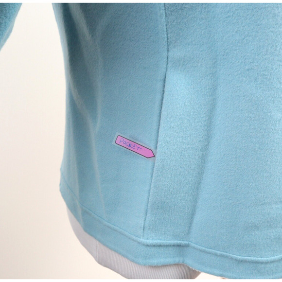 Talbots Size M Boiled Wool Ruffle Jacket 3/4 Sleeve Powder Blue - Picture 8 of 9